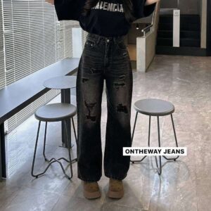 otw straight jeans ရေညှိစိမ်း ဆွဲသားမပါ (copy)